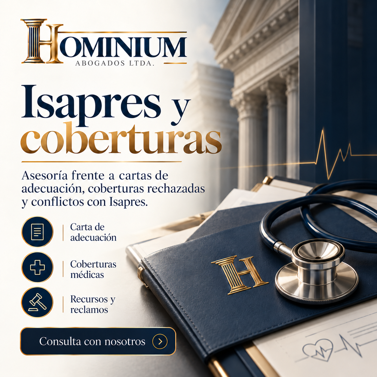 Pieza de marca Hominium: Isapres y coberturas